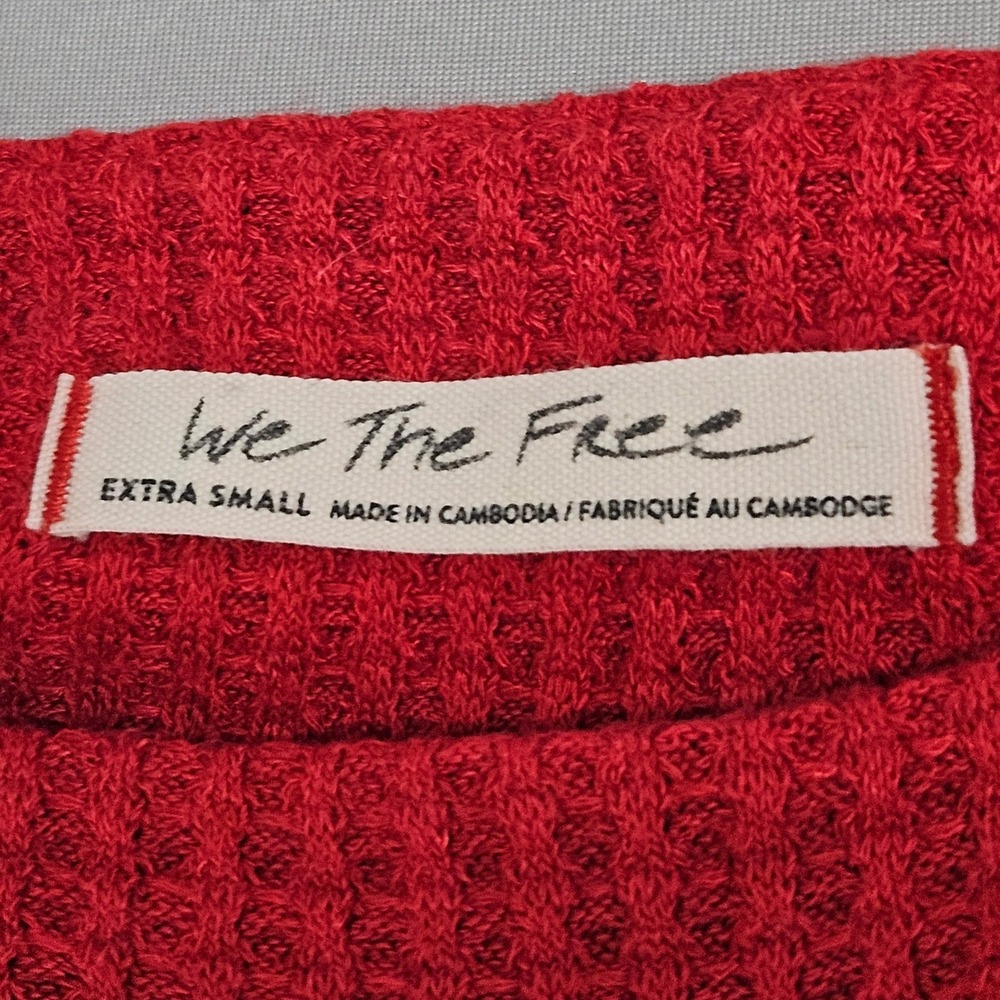 Free People We The Free North Shore Thermal Top Phoenix Red XS Boho Cozy Slouchy - Picture 4 of 12